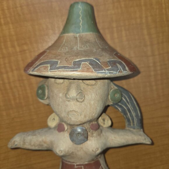 Vintage Mexico Aztec Mayan Clay Flute Folk Art Pottery Primitive 5” Heavy - Picture 4 of 4